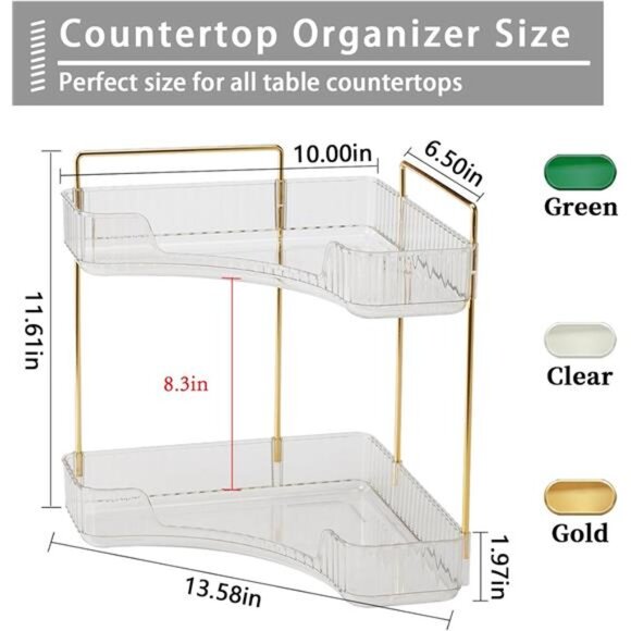 2-Tier Corner Bathroom Counter Organizer – Classic Storage Shelf for Makeup - Picture 2 of 7